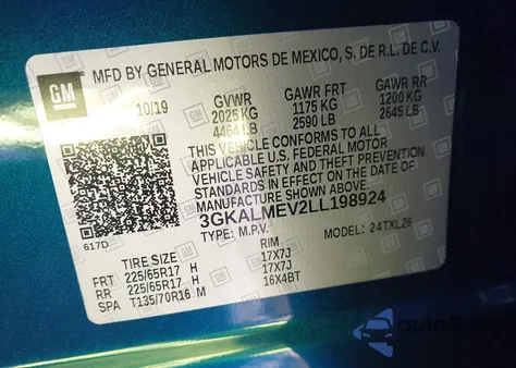 2020 GMC Terrain Fwd Sle z USA, uszkodzony, nr VIN 3GKALMEV2LL198924